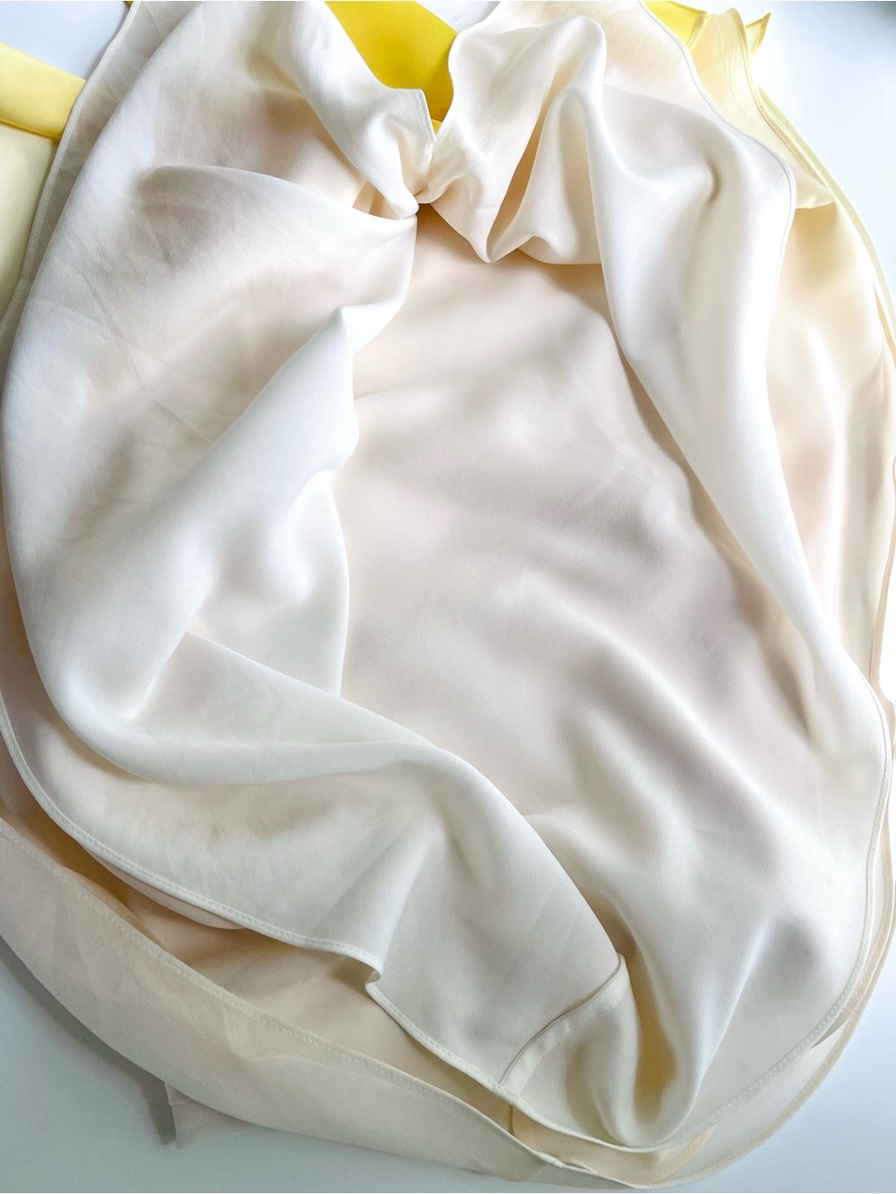 Halston Heritage Yellow White Ombre Chiffon Draped Layered Asymmetrical Dress 4 - Picture 6 of 15